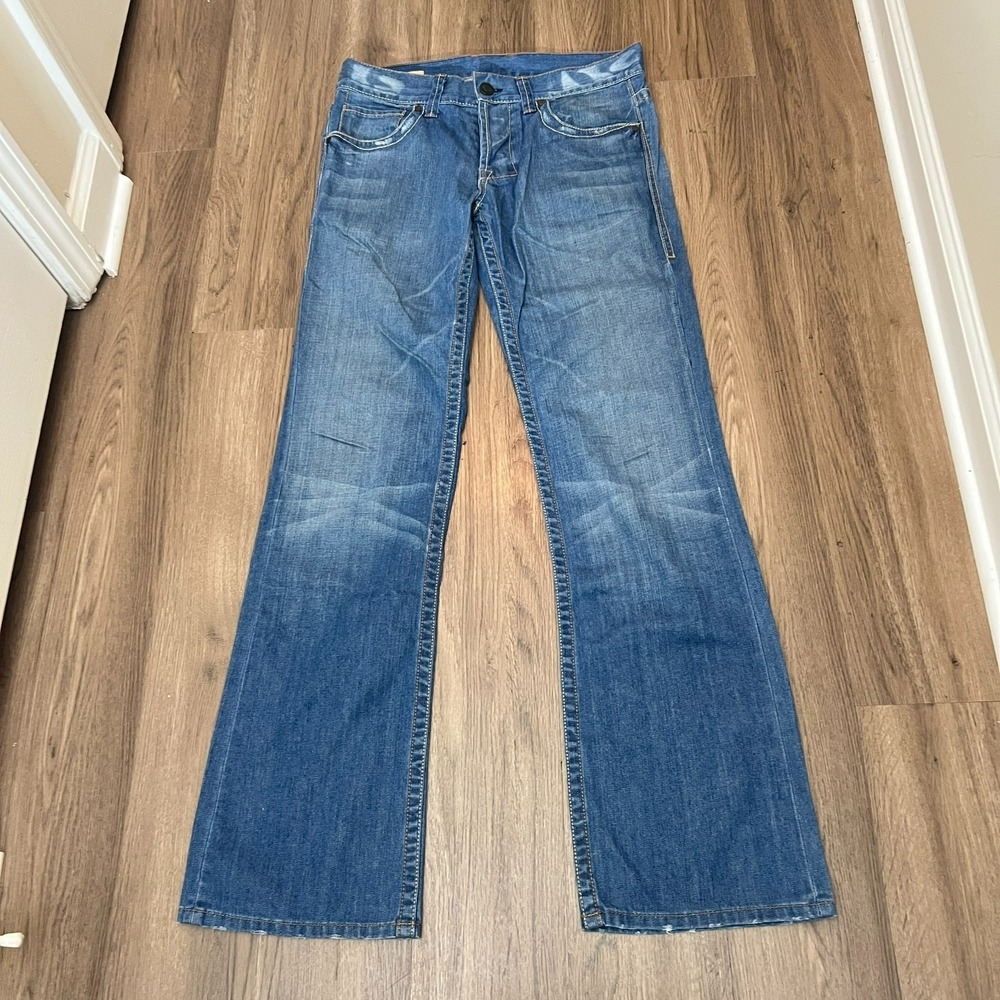 William Rast Billy Flare Jeans‎ Button Fly Medium Wash Denim Men's Wiskered